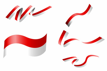 Indonesian Flag Bendera Banner Vector Ribbon Kemerdekaan