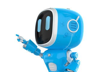 cute and small artificial intelligence assistant robot finger point