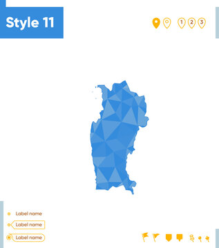 Coquimbo, Chile - blue low poly map, polygonal map. Outline map. Vector illustration.