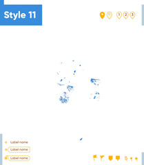 Lakshadweep, India - blue low poly map, polygonal map. Outline map. Vector illustration.