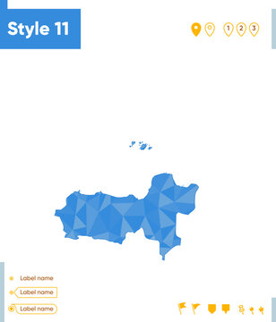 Central Java, Indonesia - blue low poly map, polygonal map. Outline map. Vector illustration.