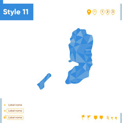 Palestine State - blue low poly map, polygonal map. Outline map. Vector illustration.