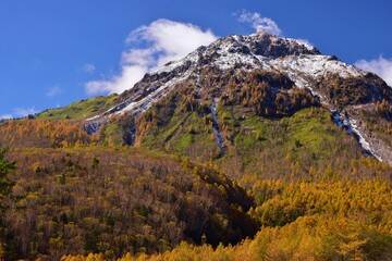 秋の上高地　焼岳