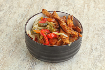 Chinese wok with chicken and teriyaki