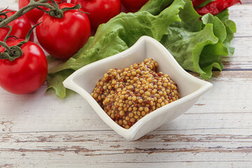 Mustard seeds sauce in the bowl