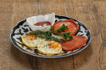 Breakfast with egg and sausage