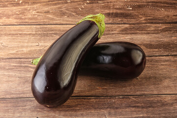 Two Fresh ripe black eggplants