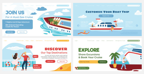 Web page set with summer cruise trip advertising