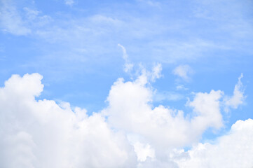Bright Blue sky with white cloud. Beautiful sky background and wallpaper. Clear day and good weather in the morning.  