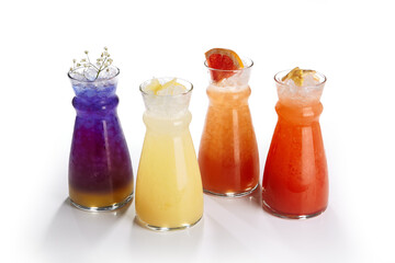 Lemonade glasses close up