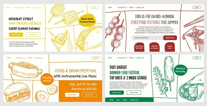 Web banner set for street food festival promo