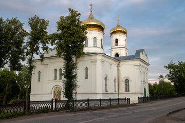 Fototapeta na wymiar Ancient Cathedral of the Epiphany in early July morning. Vyshny Volochek. Tver region, Russia
