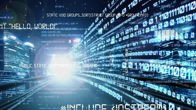 Software development, application programming code and tacit computer coding . Concept of smart digital transformation and technology disruption that changes global trends in new information era .