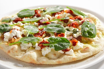 Traditional Italian Fucaccia or Focaccia Side View Isolated