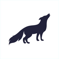 The wolf howling at the moon, vector illustration, silhouette of wolf