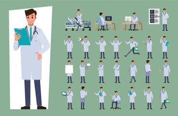 Medical  and  doctor ,Vector illustration cartoon character set