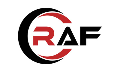 RAF three letter swoosh logo design vector template | monogram logo | abstract logo | wordmark logo | letter mark logo | business logo | brand logo | flat logo | minimalist logo | text | word | symbol - obrazy, fototapety, plakaty