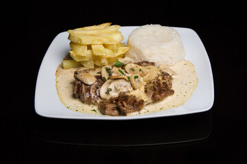 typical dish of peru, peruvian food on a restaurant table.