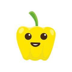 Vegetable yellow pepper icon vector, smiling face, healthy