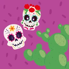 Foto op Aluminium cactus and skulls mexican © djvstock