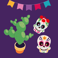 traditional skulls and cactus