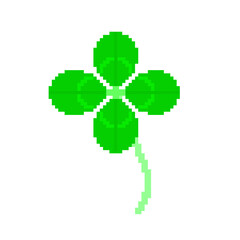 Clip art of pixel art four leaf clover