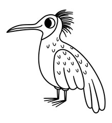 Vector black and white forest ibis icon. Endangered species line illustration. Cute extinct animal. Funny wild bird illustration for kids. Nature protection concept or coloring page.