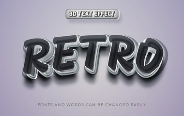 Retro style black and white 3d editable text effect