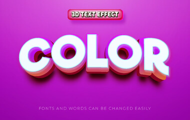 Color 3d editable text effect style