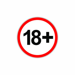 18+  Icon. Adult Content Symbol - Vector.