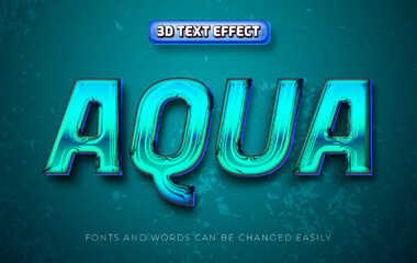 Aqua 3d editable text effect style