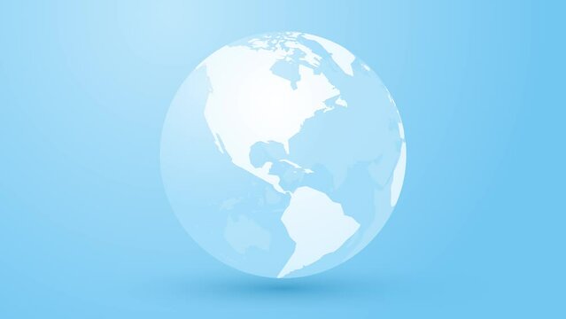 planet earth, white globe rotates on blue background, modern motion background