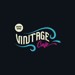 Vintage Cafe Logo Template with minimalist style
