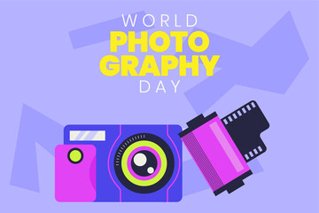 World Photography Day background. Vector Illustration. 
