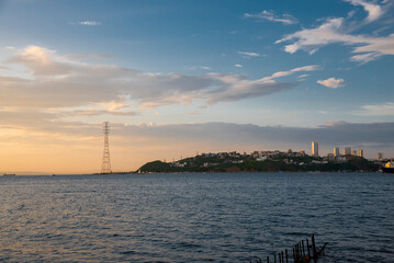 Naklejka premium beautiful seascape, sunset sky. Vladivostok 