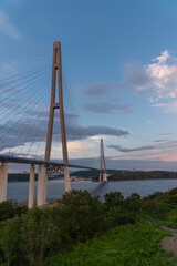 Russian bridge across the Eastern Bosphorus Strait in Vladivostok