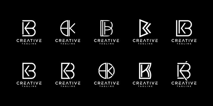 Set of initial letter BK logo vector design