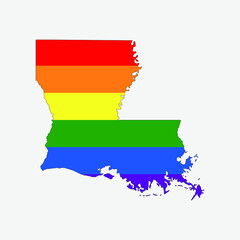 Map of Louisiana and Lgbt flag - United States outline silhouette graphic element Illustration template design

