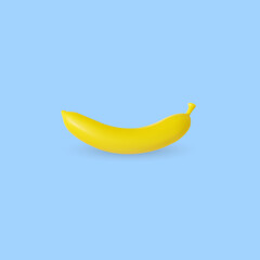 Banana icon isolated on blue background. Fresh fruit, vector realistic flat banana.