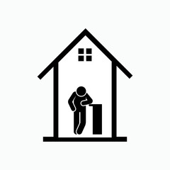 Alone Icon. Lonely Sign. Symbol : Stay at Home - Vector. 