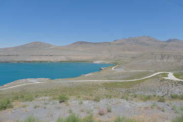 beautiful landscape of the island of the state of the acgl lake local name is aci gol in Konya Karapinar  - obrazy, fototapety, plakaty