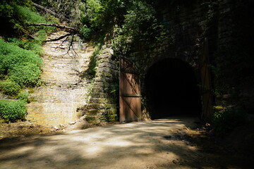 Old train tunnel on Elroy to Sparta Wisconsin nature bike trail