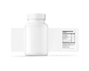 Mockup of plastic bottle with sample label. Vector illustration isolated on white background. Can be used for medical, cosmetic. EPS10. 