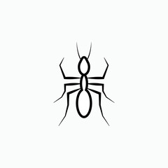 Ant Icon in Line Art Style.Black Ant Icon. Animal or Wildlife Symbol - Vector.