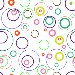 Vector abstract seamless pattern of various circles. Modern minimalistic multicolored background pattern. Multicolored Rings of various sizes