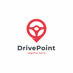 Drive Point Steering Wheel Map Location Navigation Logo Design Inspiration