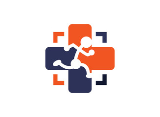 Fototapeta premium Modern running medical health care checkup logo