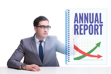Businessman in annual report concept