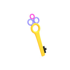 3d key to unlock success isolated render illustration