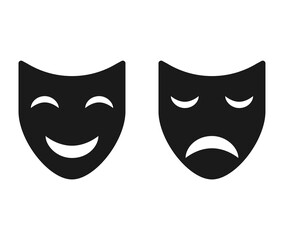 Set of Theater face mask icon, emotion actor comedy and drama symbol, festival sign vector illustration